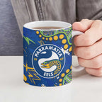 Personalized Parramatta Eels Ceramic Mug Aboriginal Pattern with Graffiti Style Design