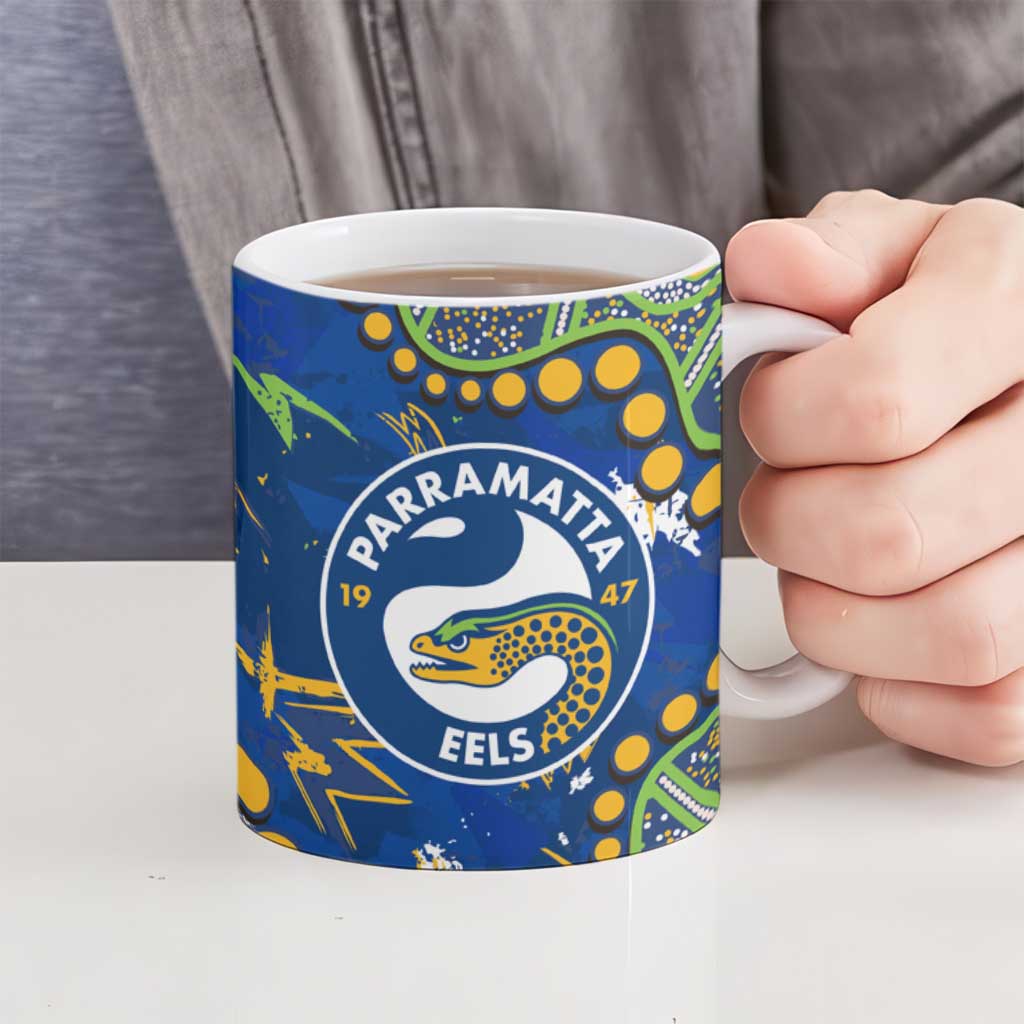 Personalized Parramatta Eels Ceramic Mug Aboriginal Pattern with Graffiti Style Design
