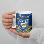 Personalized Parramatta Eels Ceramic Mug Aboriginal Pattern with Graffiti Style Design
