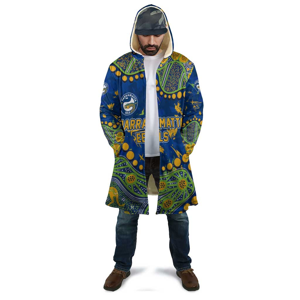 Personalized Parramatta Eels Cloak Aboriginal Pattern with Graffiti Style Design