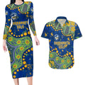 Personalized Parramatta Eels Couples Matching Long Sleeve Bodycon Dress and Hawaiian Shirt Aboriginal Pattern with Graffiti Style Design
