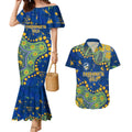Personalized Parramatta Eels Couples Matching Mermaid Dress and Hawaiian Shirt Aboriginal Pattern with Graffiti Style Design