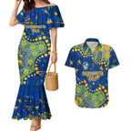 Personalized Parramatta Eels Couples Matching Mermaid Dress and Hawaiian Shirt Aboriginal Pattern with Graffiti Style Design