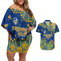 Personalized Parramatta Eels Couples Matching Off Shoulder Short Dress and Hawaiian Shirt Aboriginal Pattern with Graffiti Style Design