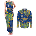 Personalized Parramatta Eels Couples Matching Tank Maxi Dress and Long Sleeve Button Shirt Aboriginal Pattern with Graffiti Style Design