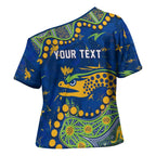Personalized Parramatta Eels Cross Shoulder Shirt Aboriginal Pattern with Graffiti Style Design