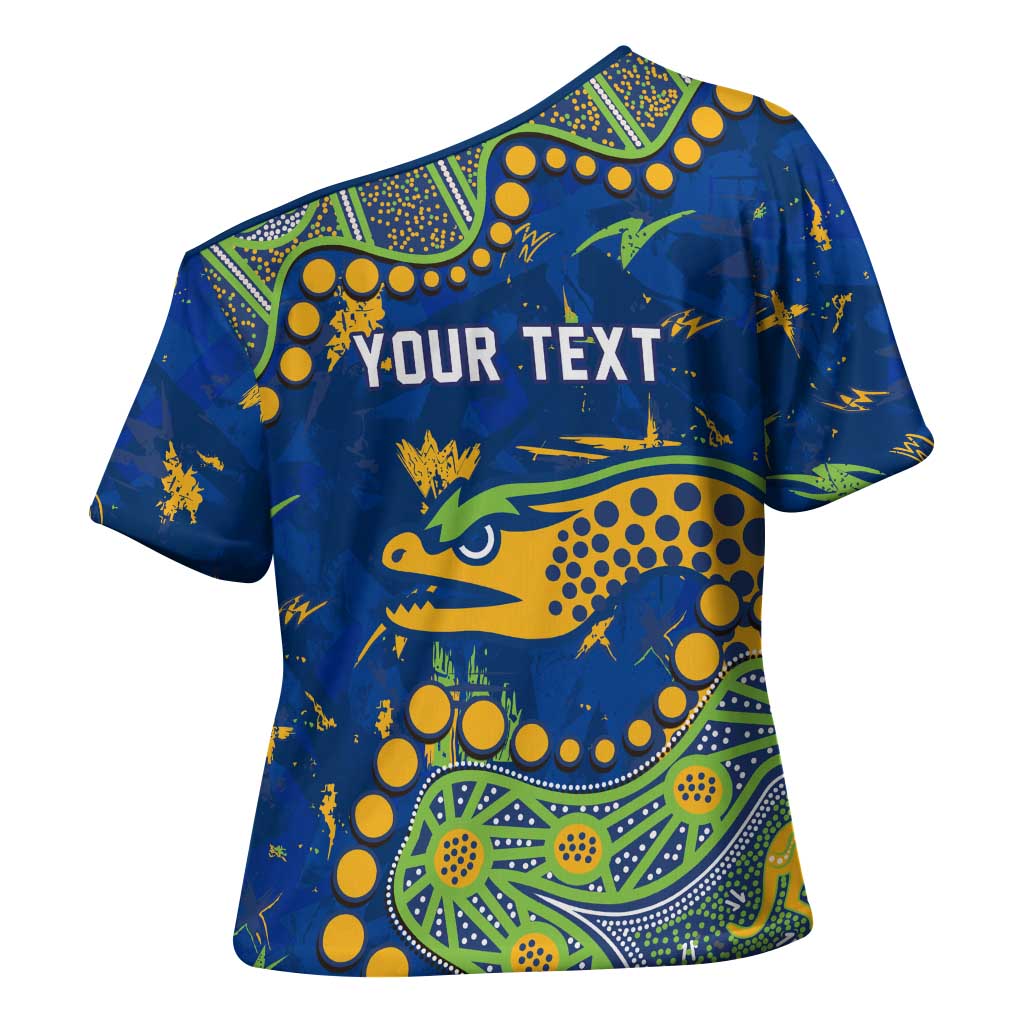 Personalized Parramatta Eels Cross Shoulder Shirt Aboriginal Pattern with Graffiti Style Design