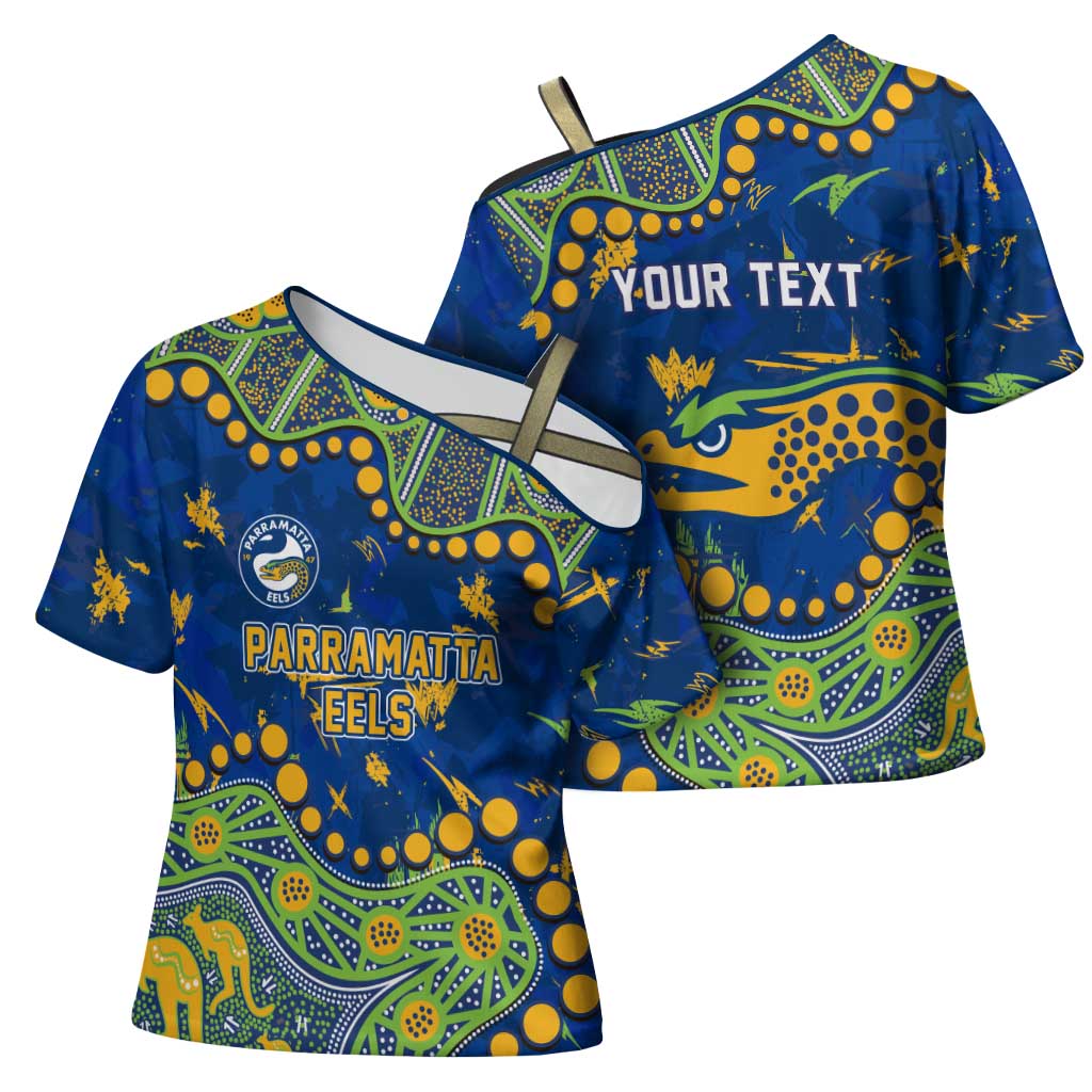 Personalized Parramatta Eels Cross Shoulder Shirt Aboriginal Pattern with Graffiti Style Design