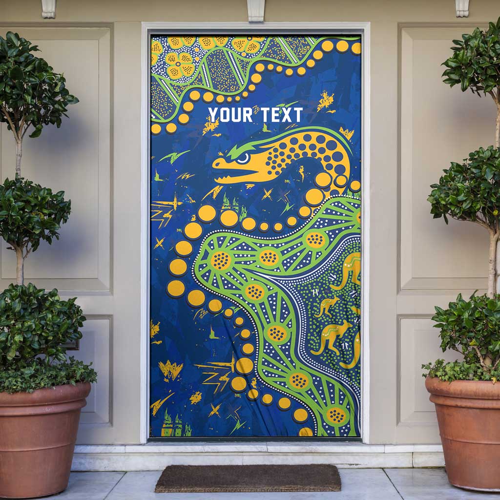 Personalized Parramatta Eels Door Cover Aboriginal Pattern with Graffiti Style Design