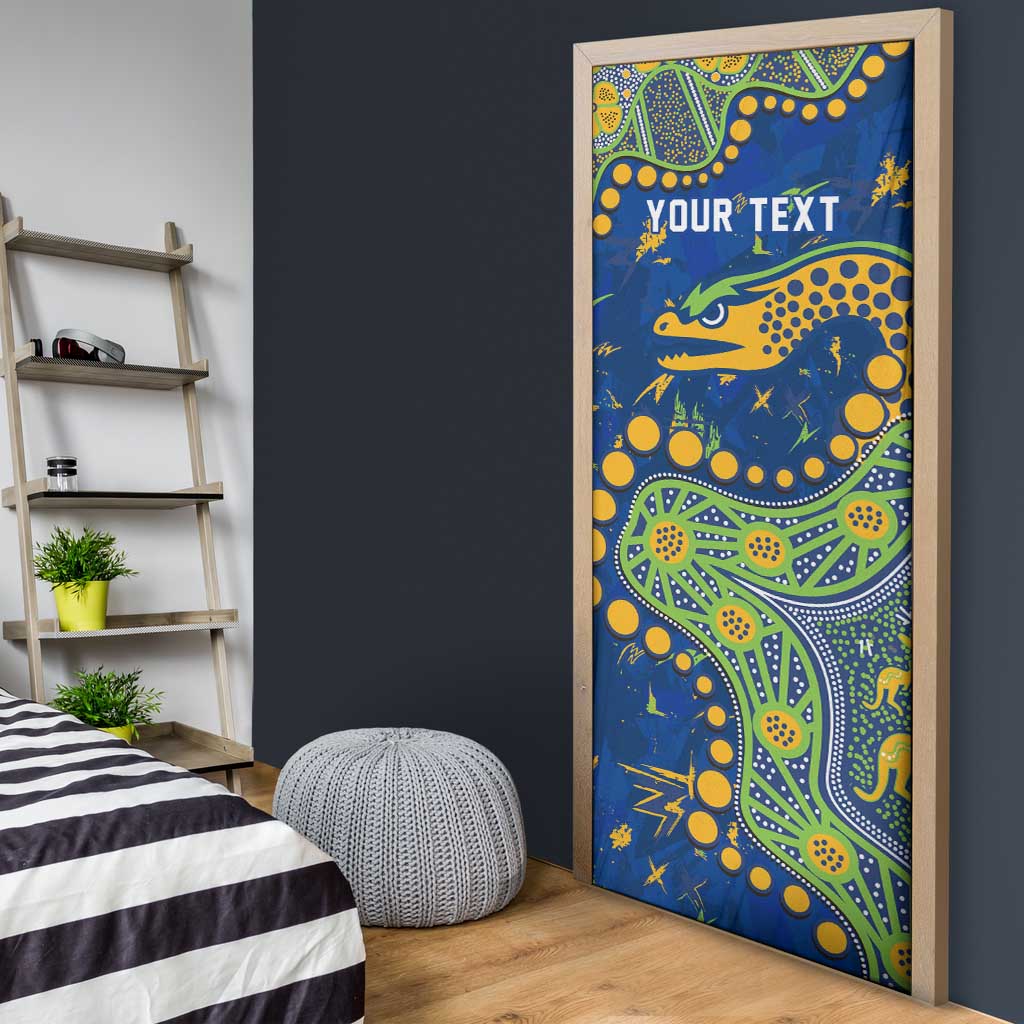 Personalized Parramatta Eels Door Cover Aboriginal Pattern with Graffiti Style Design