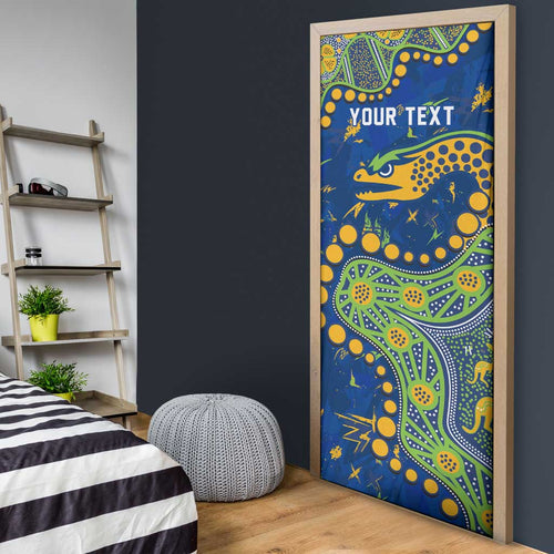 Personalized Parramatta Eels Door Cover Aboriginal Pattern with Graffiti Style Design