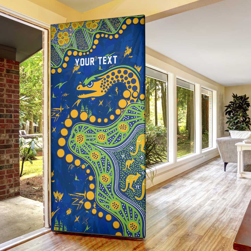 Personalized Parramatta Eels Door Cover Aboriginal Pattern with Graffiti Style Design