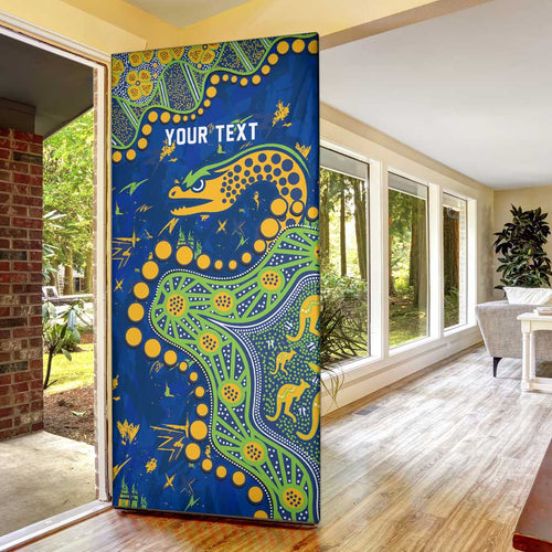 Personalized Parramatta Eels Door Cover Aboriginal Pattern with Graffiti Style Design