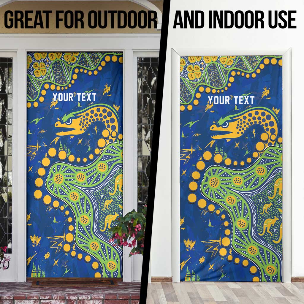Personalized Parramatta Eels Door Cover Aboriginal Pattern with Graffiti Style Design