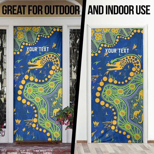Personalized Parramatta Eels Door Cover Aboriginal Pattern with Graffiti Style Design