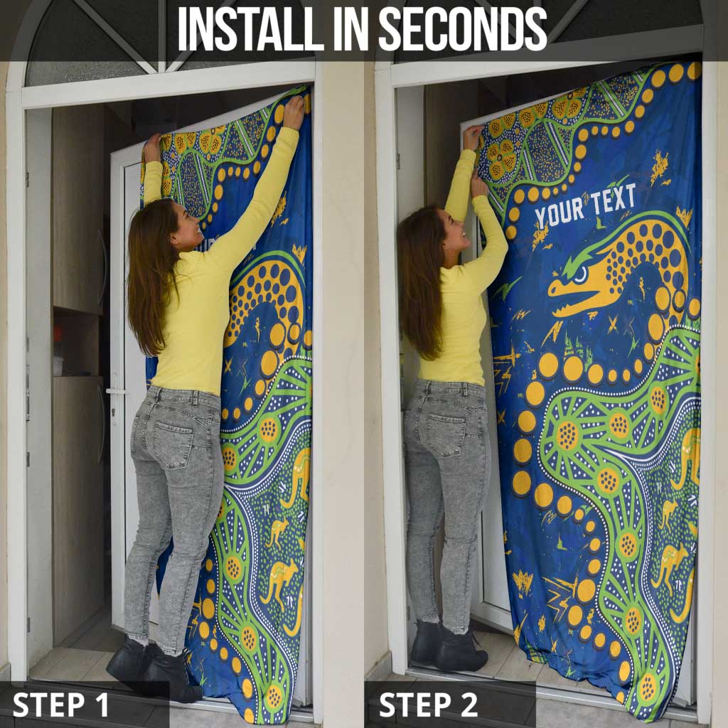 Personalized Parramatta Eels Door Cover Aboriginal Pattern with Graffiti Style Design