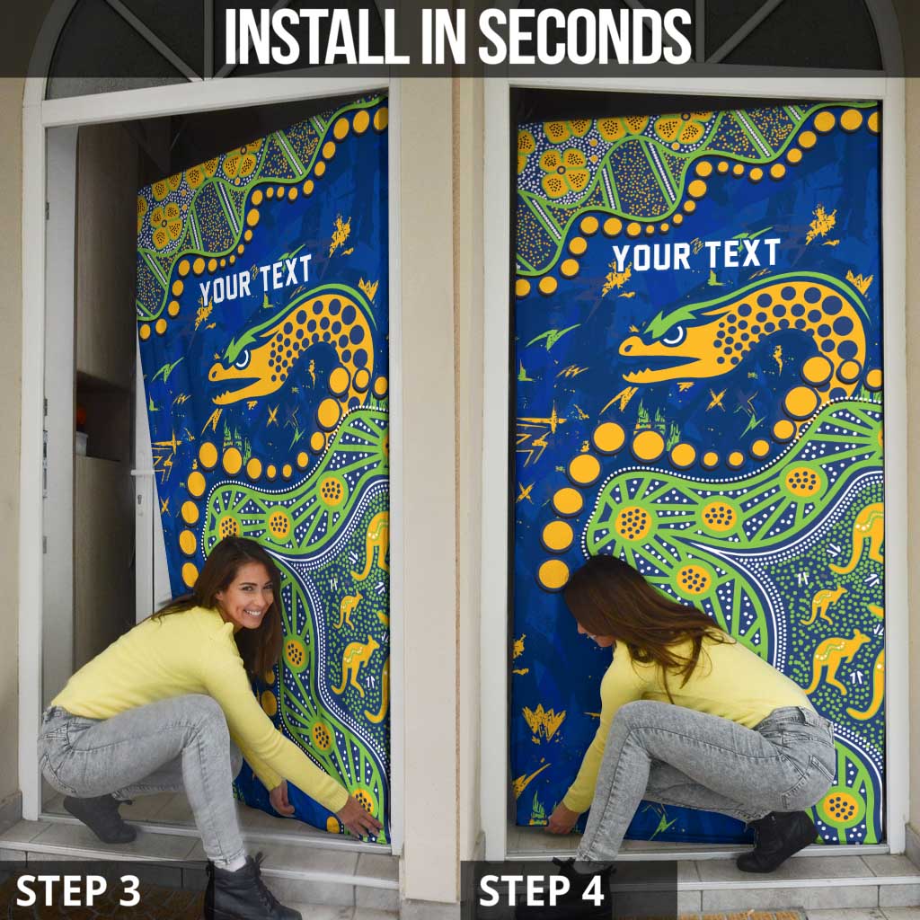 Personalized Parramatta Eels Door Cover Aboriginal Pattern with Graffiti Style Design