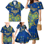 Personalized Parramatta Eels Family Matching Mermaid Dress and Hawaiian Shirt Aboriginal Pattern with Graffiti Style Design