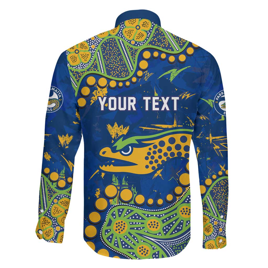 Personalized Parramatta Eels Family Matching Off The Shoulder Long Sleeve Dress and Hawaiian Shirt Aboriginal Pattern with Graffiti Style Design