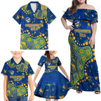 Personalized Parramatta Eels Family Matching Off Shoulder Maxi Dress and Hawaiian Shirt Aboriginal Pattern with Graffiti Style Design