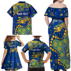 Personalized Parramatta Eels Family Matching Off Shoulder Maxi Dress and Hawaiian Shirt Aboriginal Pattern with Graffiti Style Design