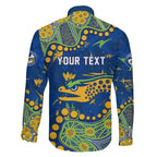 Personalized Parramatta Eels Family Matching Off Shoulder Short Dress and Hawaiian Shirt Aboriginal Pattern with Graffiti Style Design