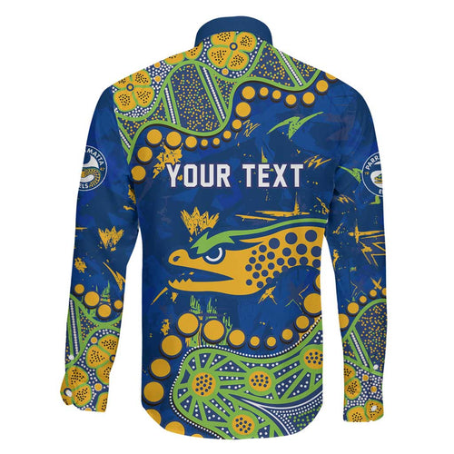 Personalized Parramatta Eels Family Matching Puletasi and Hawaiian Shirt Aboriginal Pattern with Graffiti Style Design
