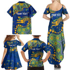 Personalized Parramatta Eels Family Matching Summer Maxi Dress and Hawaiian Shirt Aboriginal Pattern with Graffiti Style Design