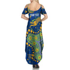 Personalized Parramatta Eels Family Matching Summer Maxi Dress and Hawaiian Shirt Aboriginal Pattern with Graffiti Style Design