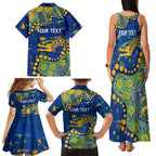 Personalized Parramatta Eels Family Matching Tank Maxi Dress and Hawaiian Shirt Aboriginal Pattern with Graffiti Style Design