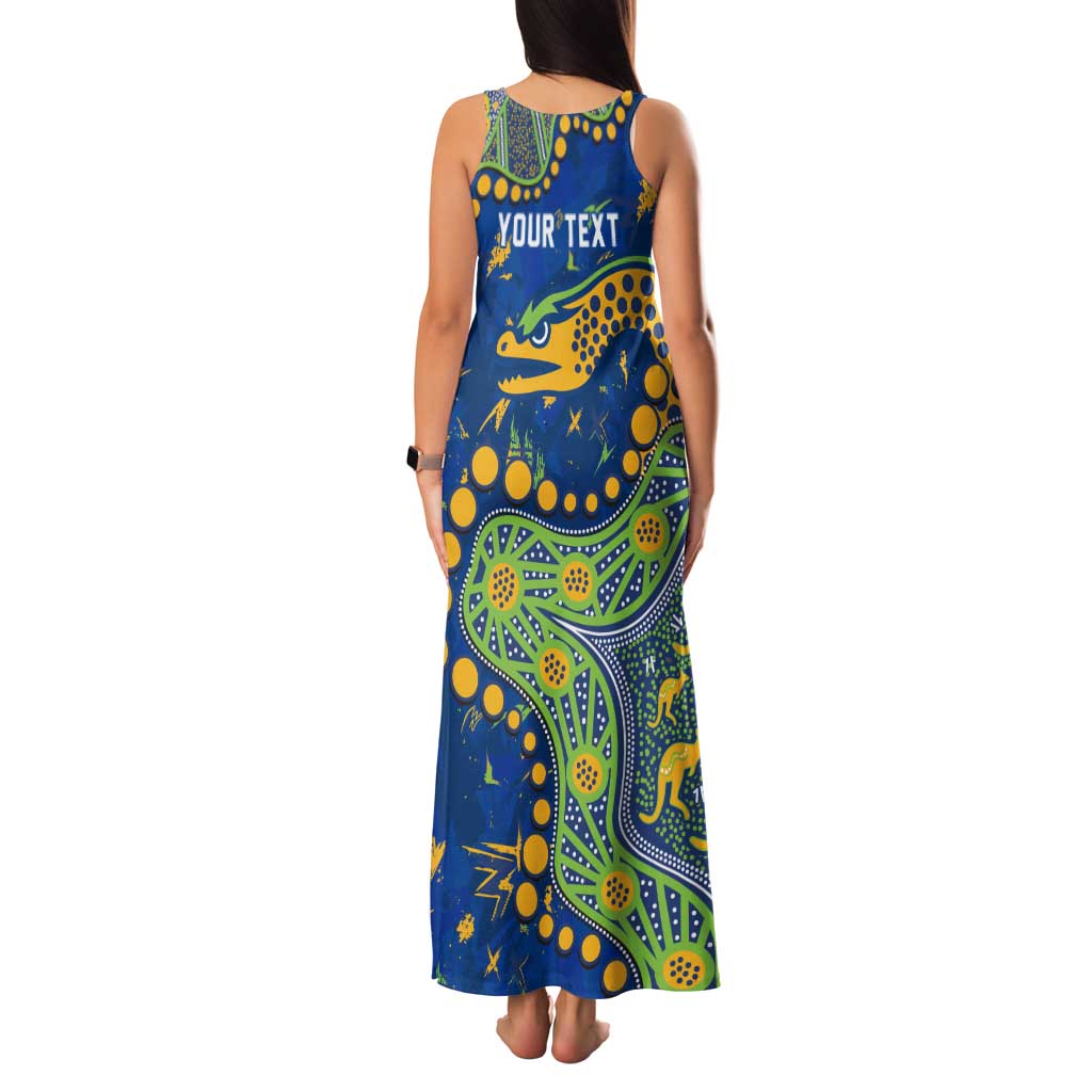 Personalized Parramatta Eels Family Matching Tank Maxi Dress and Hawaiian Shirt Aboriginal Pattern with Graffiti Style Design