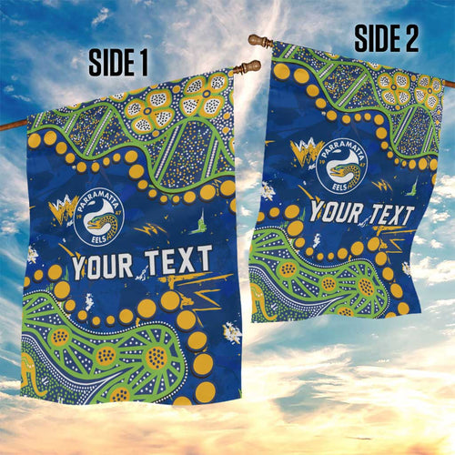 Personalized Parramatta Eels Garden Flag Aboriginal Pattern with Graffiti Style Design