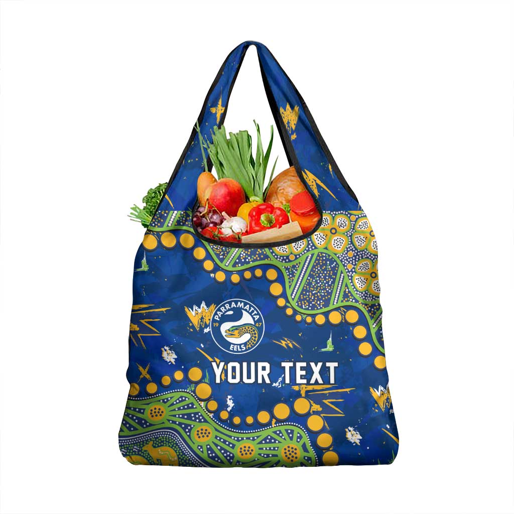 Personalized Parramatta Eels Grocery Bag Aboriginal Pattern with Graffiti Style Design