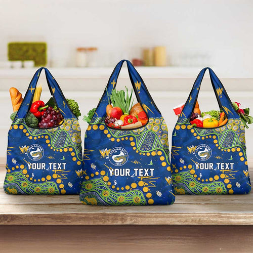 Personalized Parramatta Eels Grocery Bag Aboriginal Pattern with Graffiti Style Design