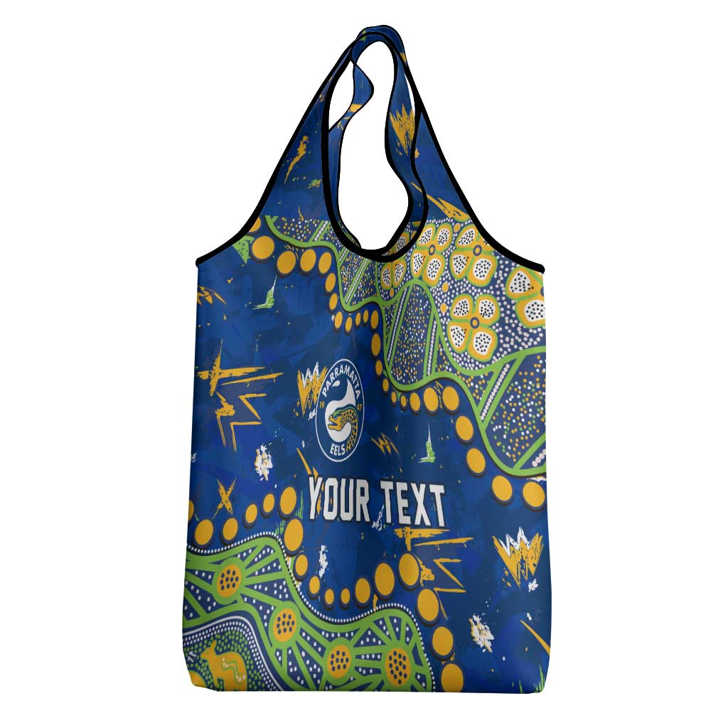 Personalized Parramatta Eels Grocery Bag Aboriginal Pattern with Graffiti Style Design