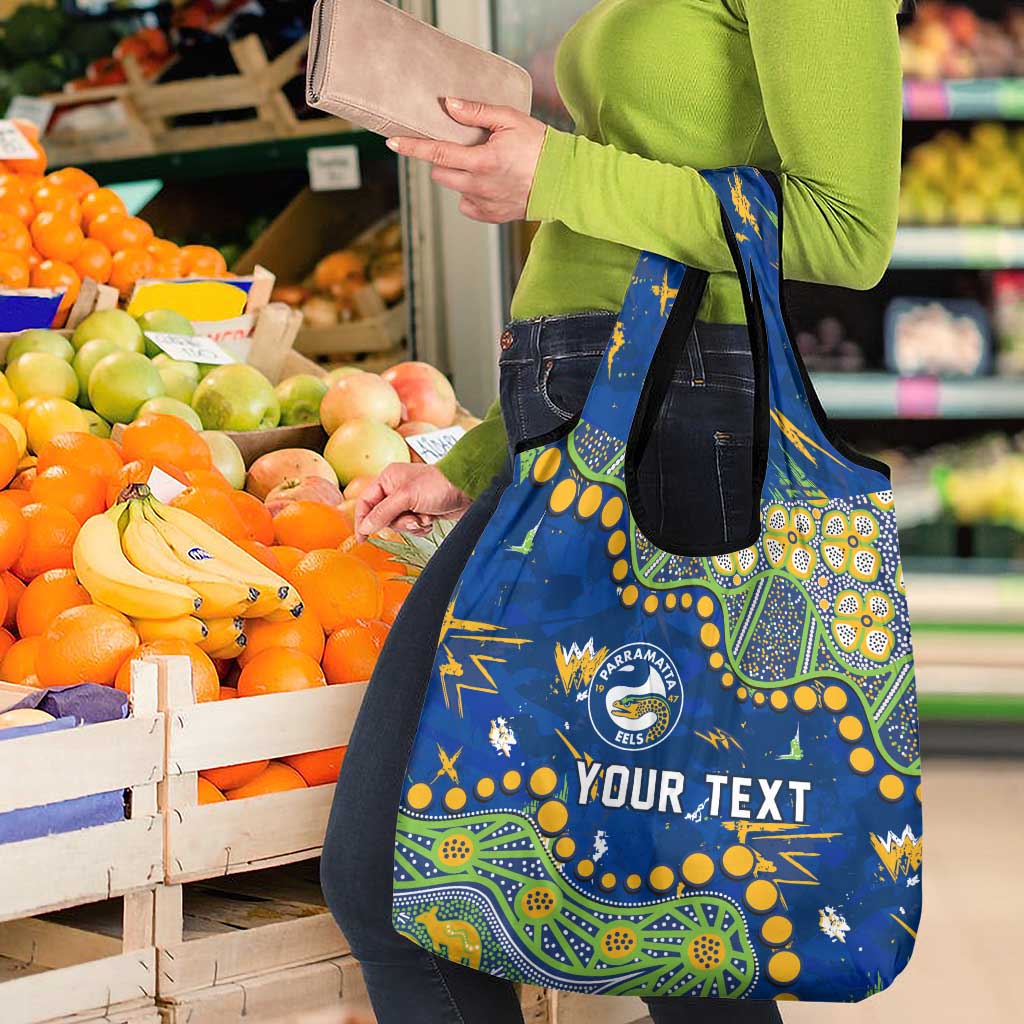 Personalized Parramatta Eels Grocery Bag Aboriginal Pattern with Graffiti Style Design