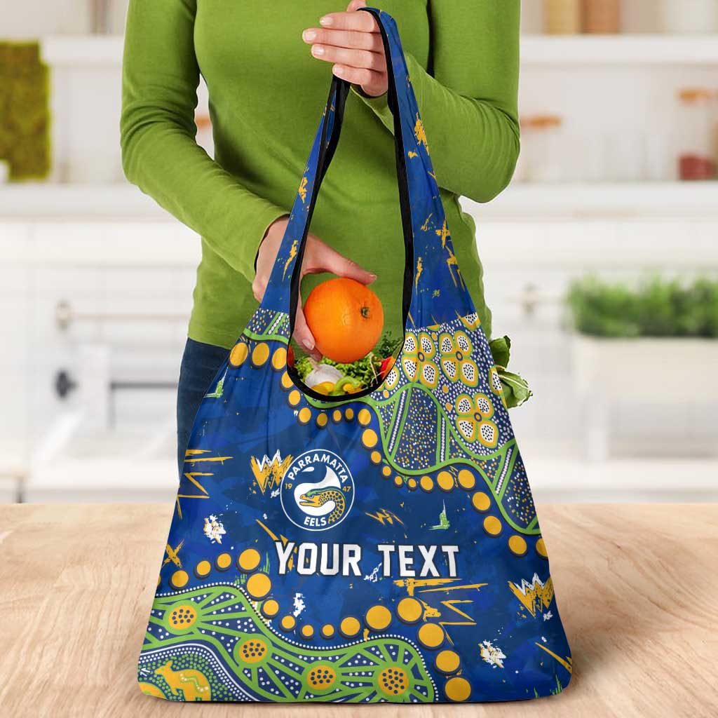 Personalized Parramatta Eels Grocery Bag Aboriginal Pattern with Graffiti Style Design