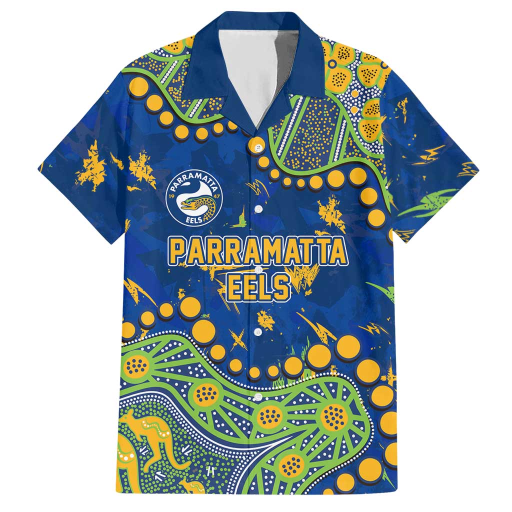 Personalized Parramatta Eels Hawaiian Shirt Aboriginal Pattern with Graffiti Style Design