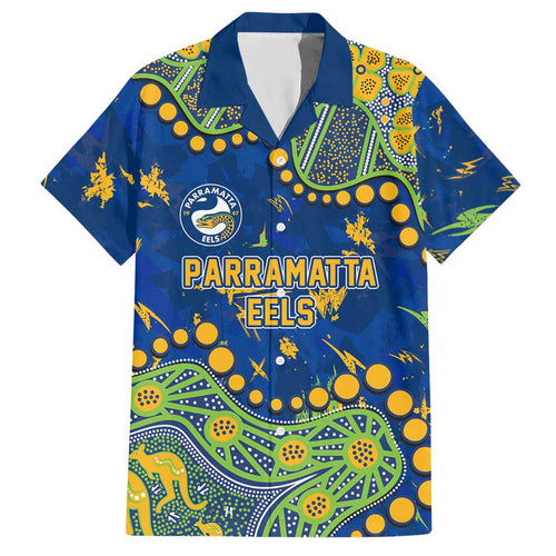 Personalized Parramatta Eels Hawaiian Shirt Aboriginal Pattern with Graffiti Style Design