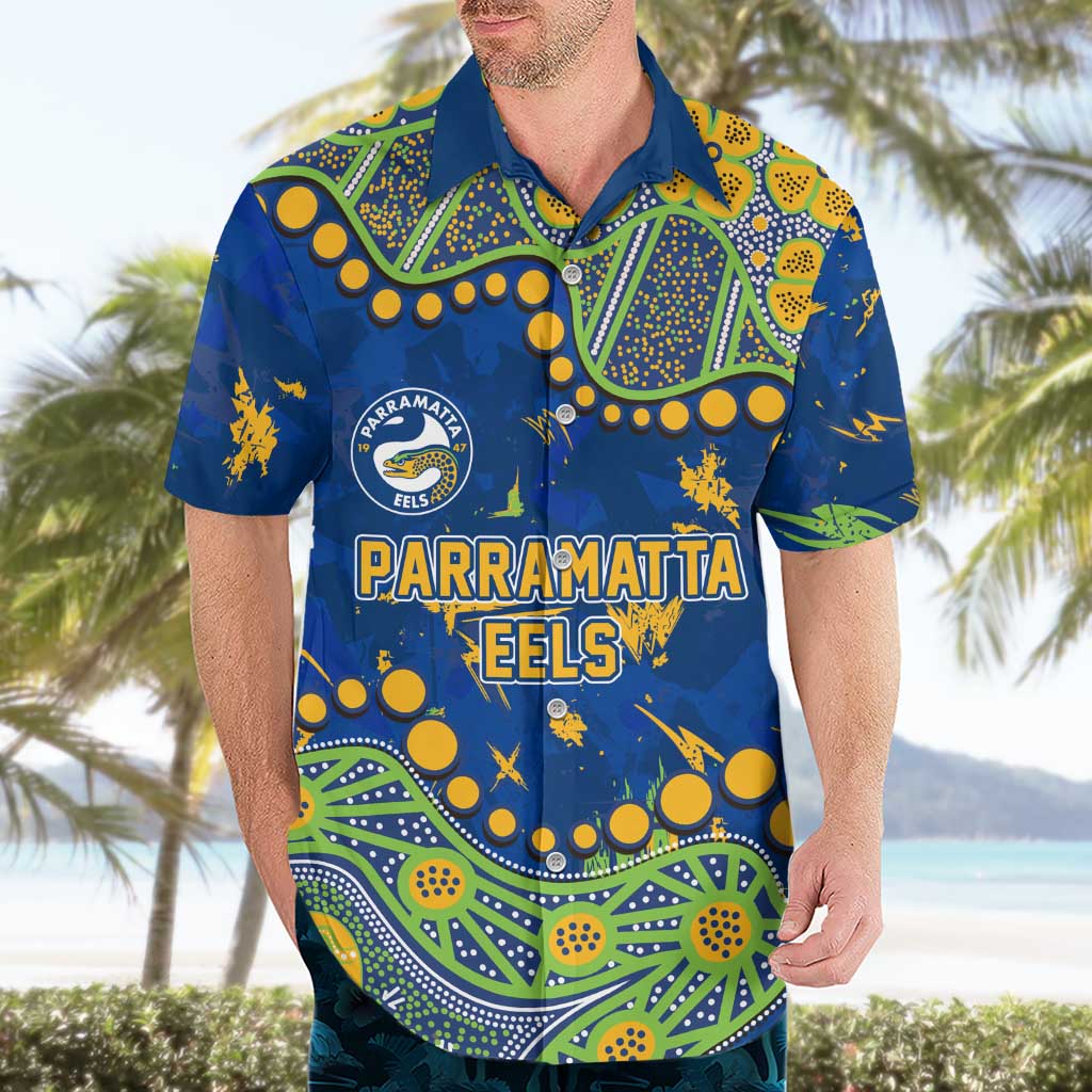 Personalized Parramatta Eels Hawaiian Shirt Aboriginal Pattern with Graffiti Style Design