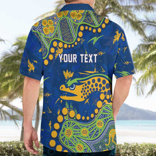Personalized Parramatta Eels Hawaiian Shirt Aboriginal Pattern with Graffiti Style Design