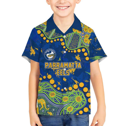 Personalized Parramatta Eels Hawaiian Shirt Aboriginal Pattern with Graffiti Style Design