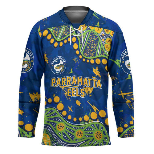 Personalized Parramatta Eels Hockey Jersey Aboriginal Pattern with Graffiti Style Design