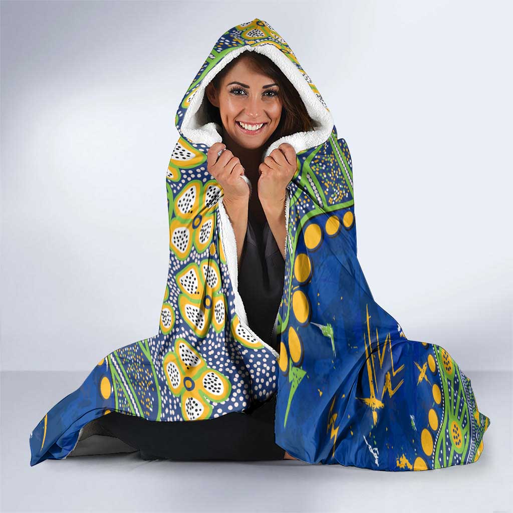 Personalized Parramatta Eels Hooded Blanket Aboriginal Pattern with Graffiti Style Design