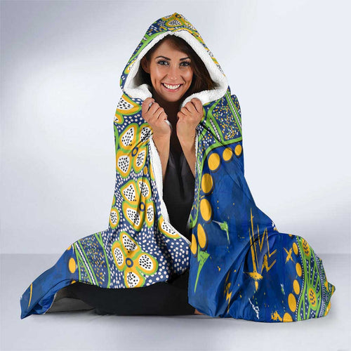 Personalized Parramatta Eels Hooded Blanket Aboriginal Pattern with Graffiti Style Design