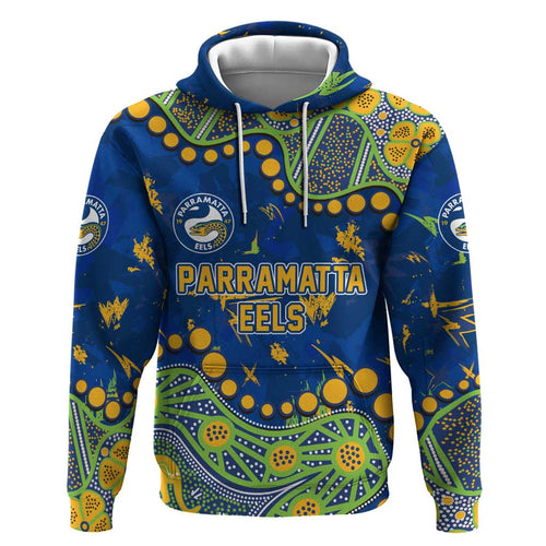 Personalized Parramatta Eels Hoodie Aboriginal Pattern with Graffiti Style Design