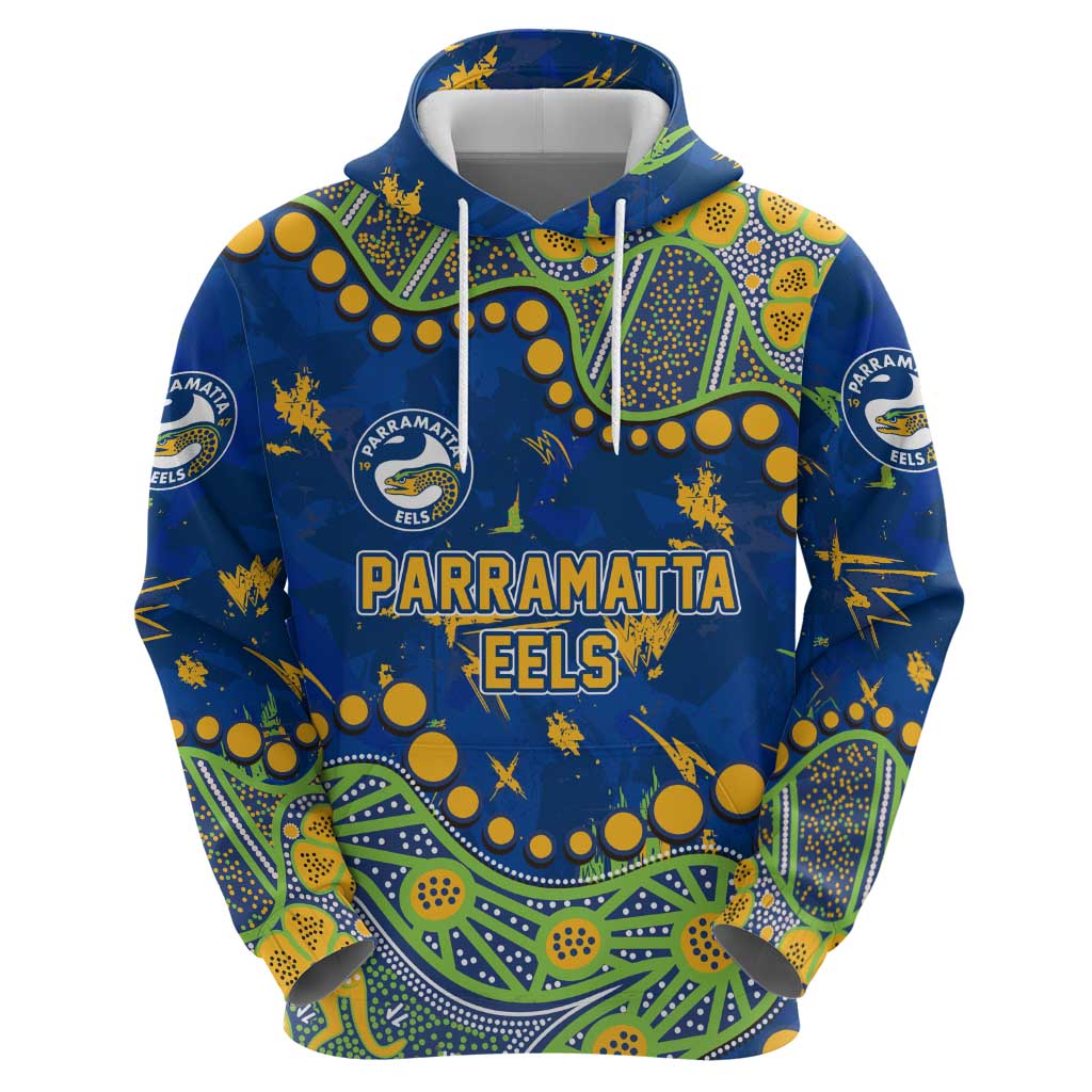 Personalized Parramatta Eels Hoodie Aboriginal Pattern with Graffiti Style Design