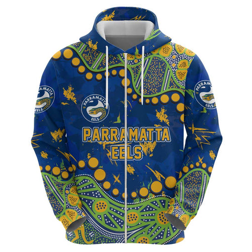 Personalized Parramatta Eels Hoodie Aboriginal Pattern with Graffiti Style Design