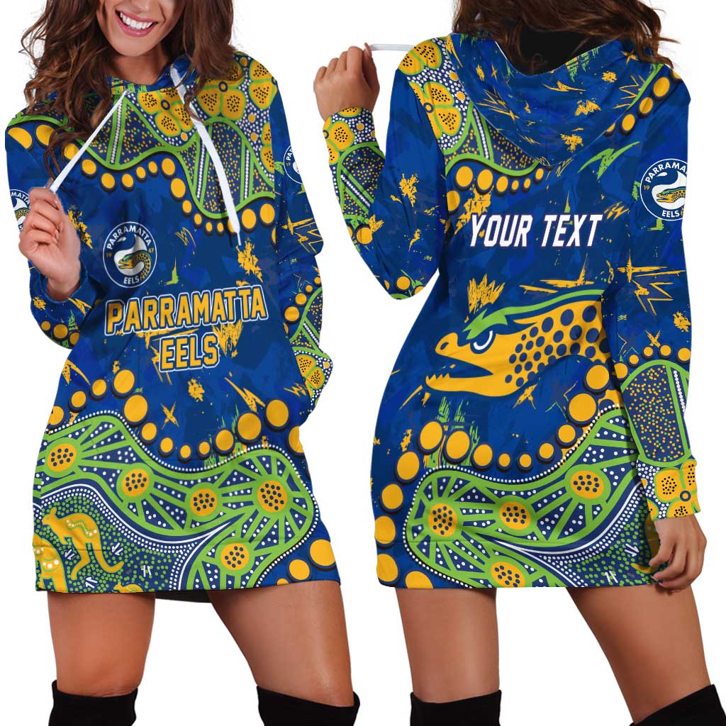 Personalized Parramatta Eels Hoodie Dress Aboriginal Pattern with Graffiti Style Design