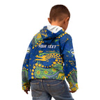 Personalized Parramatta Eels Kid Hoodie Aboriginal Pattern with Graffiti Style Design